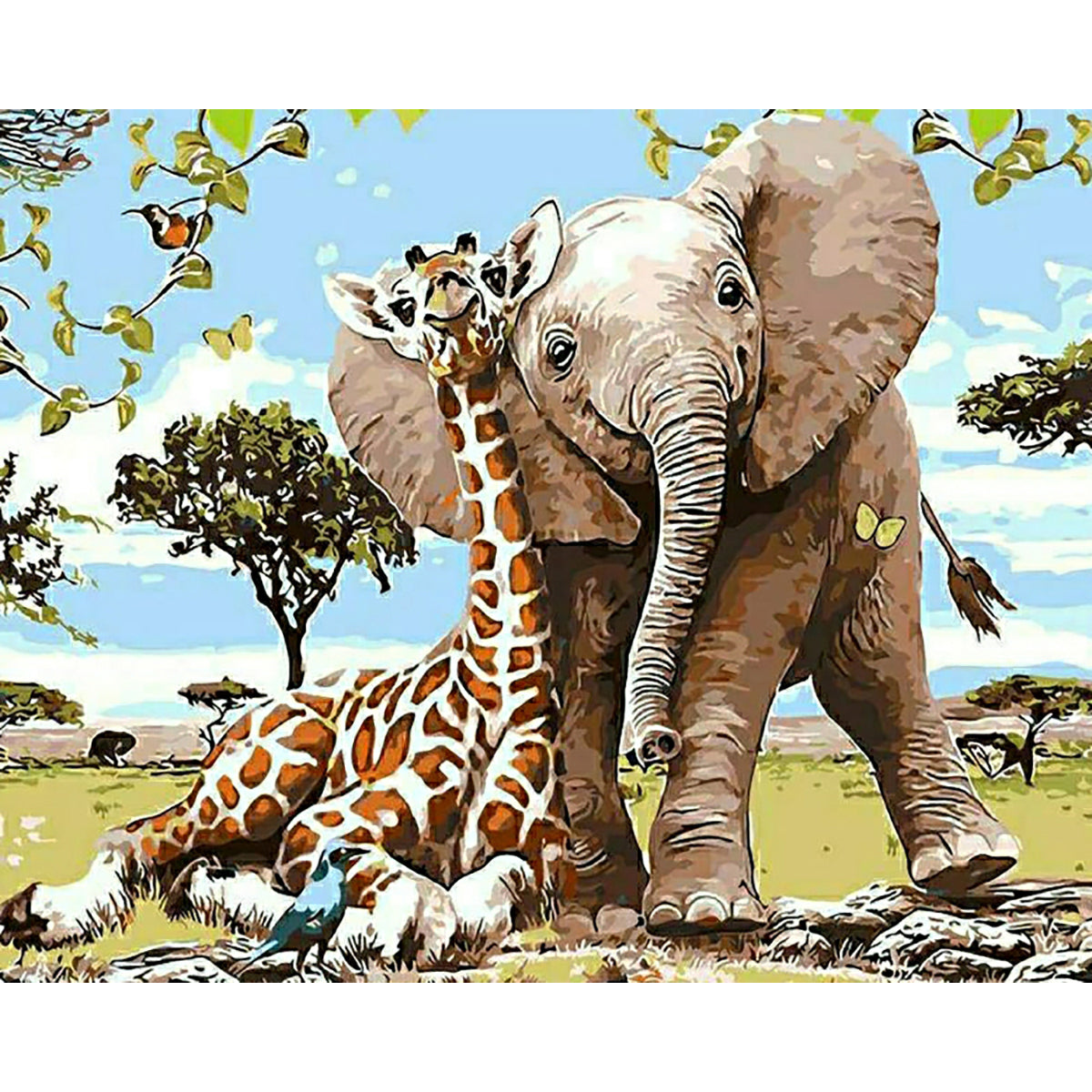 Elephant and Giraffe | Diamond Painting